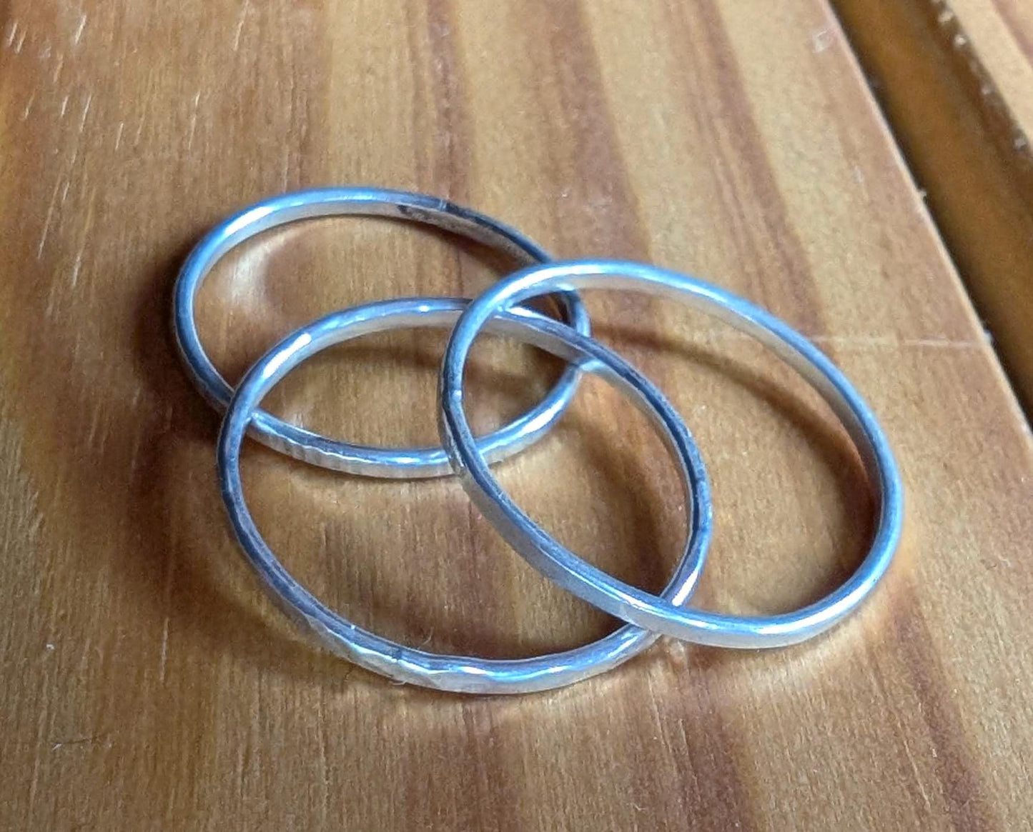 Stacking rings – set of 3 textured thin bands