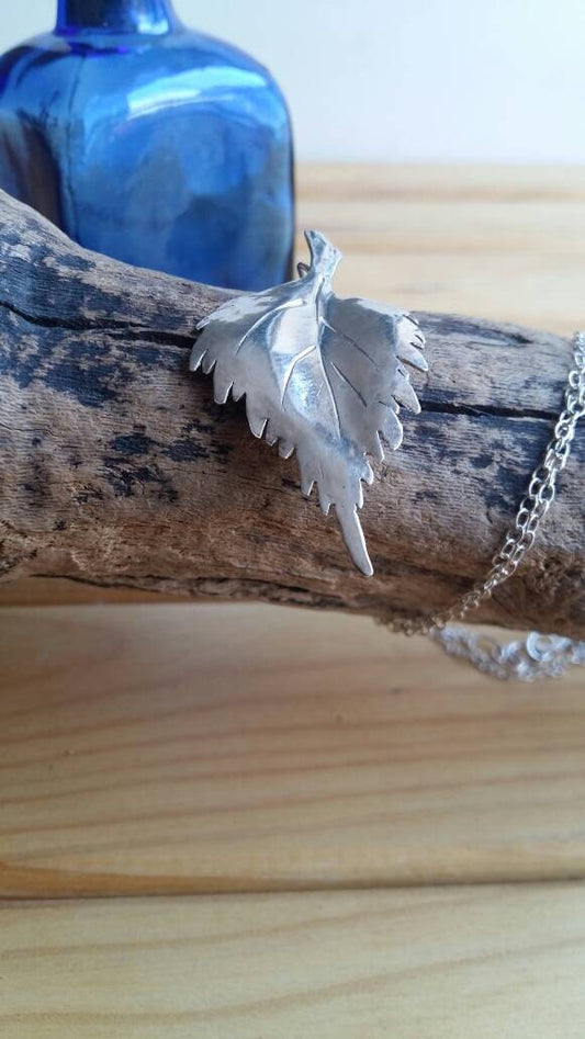 Silver Birch Leaf Necklace – Purifying, New Beginnings, Growth