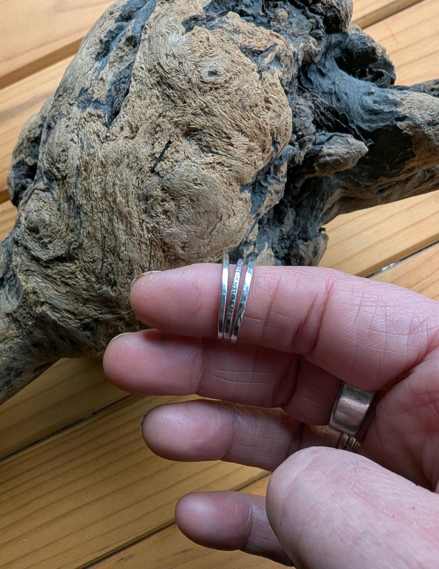 Stacking rings – set of 3 textured thin bands