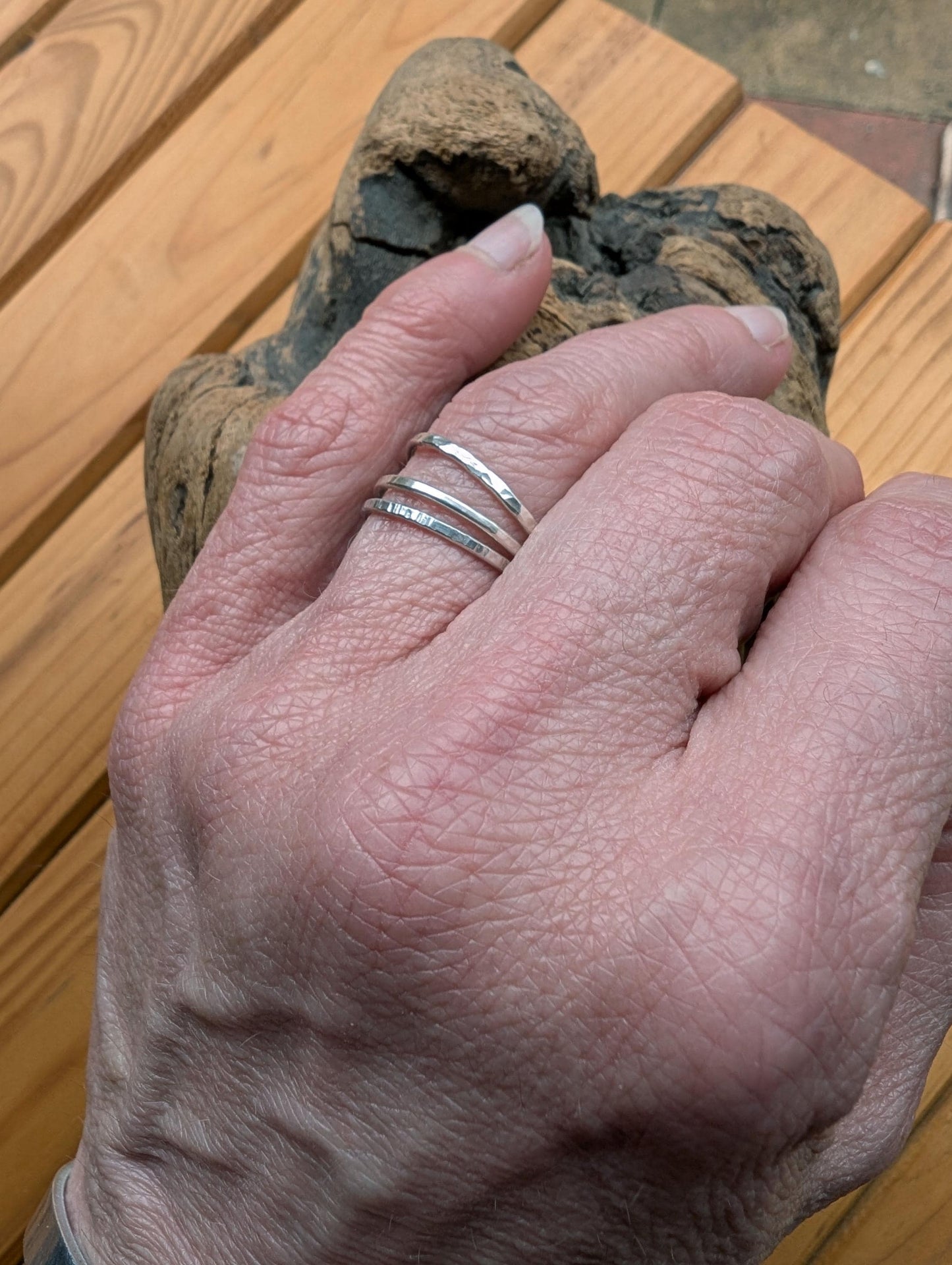 Stacking rings – set of 3 textured thin bands