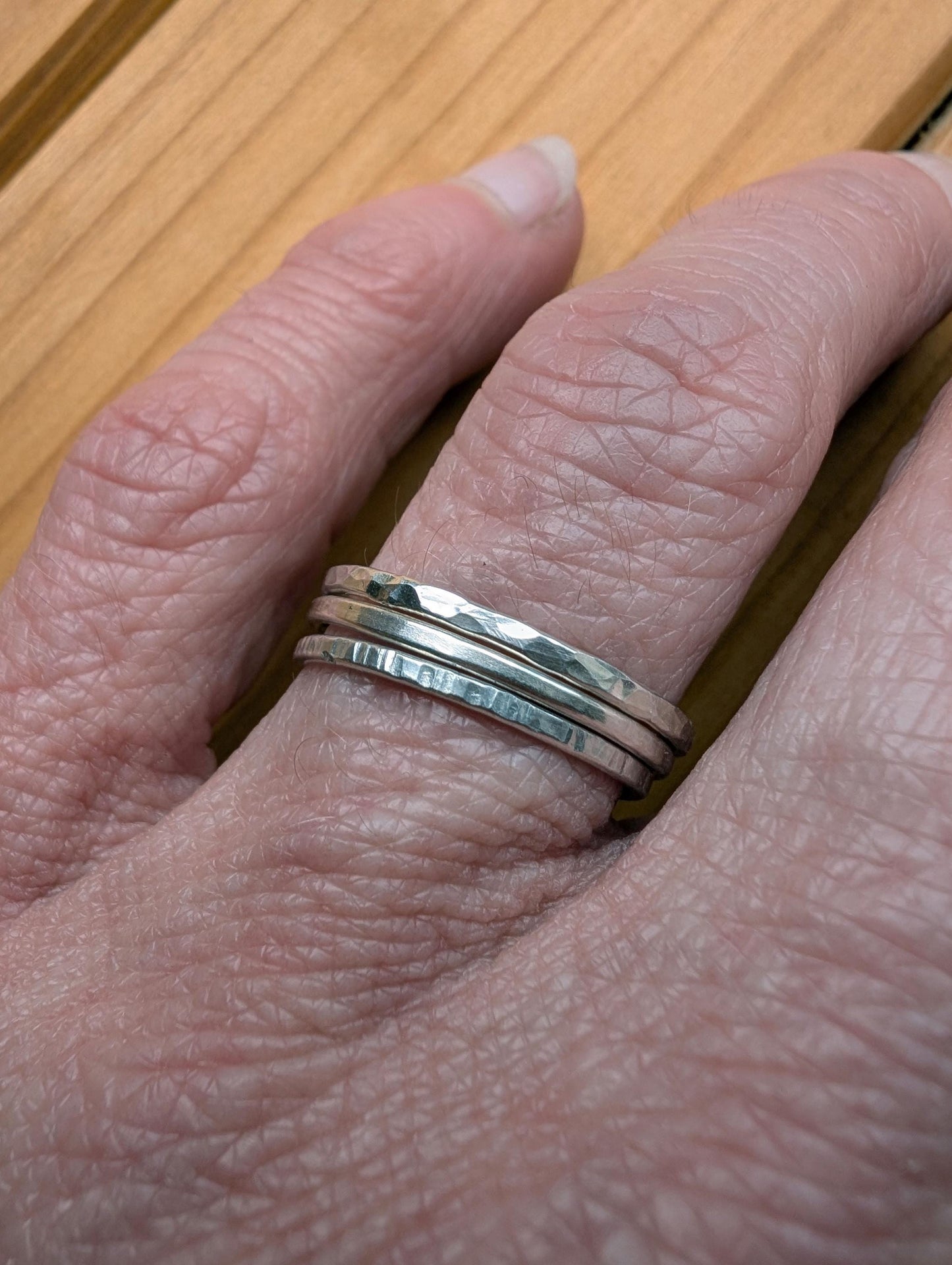 Stacking rings – set of 3 textured thin bands