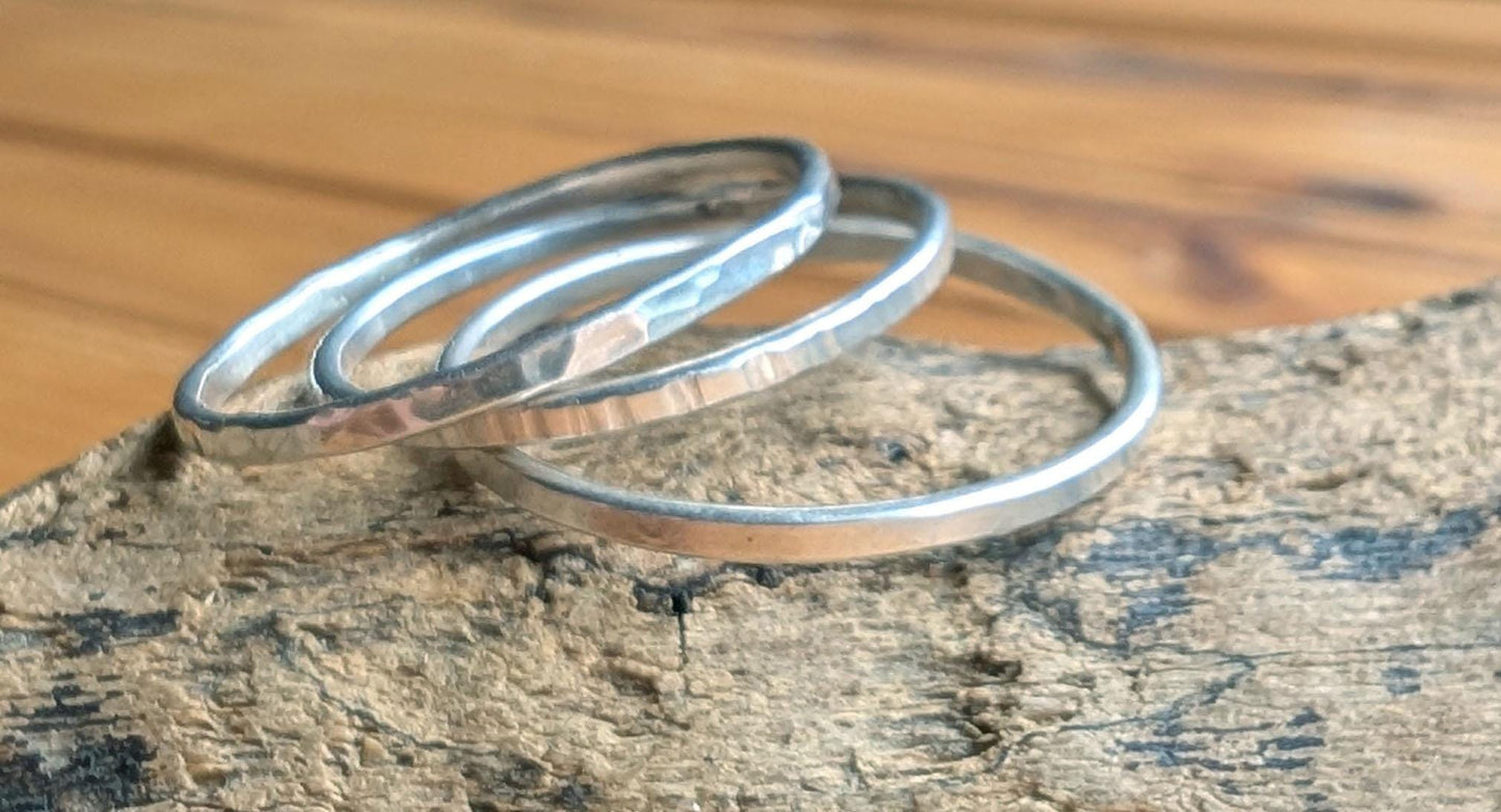 Stacking rings – set of 3 textured thin bands