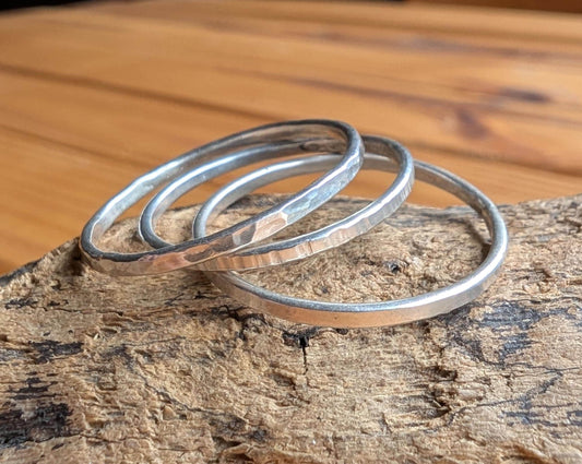 Stacking rings – set of 3 textured thin bands