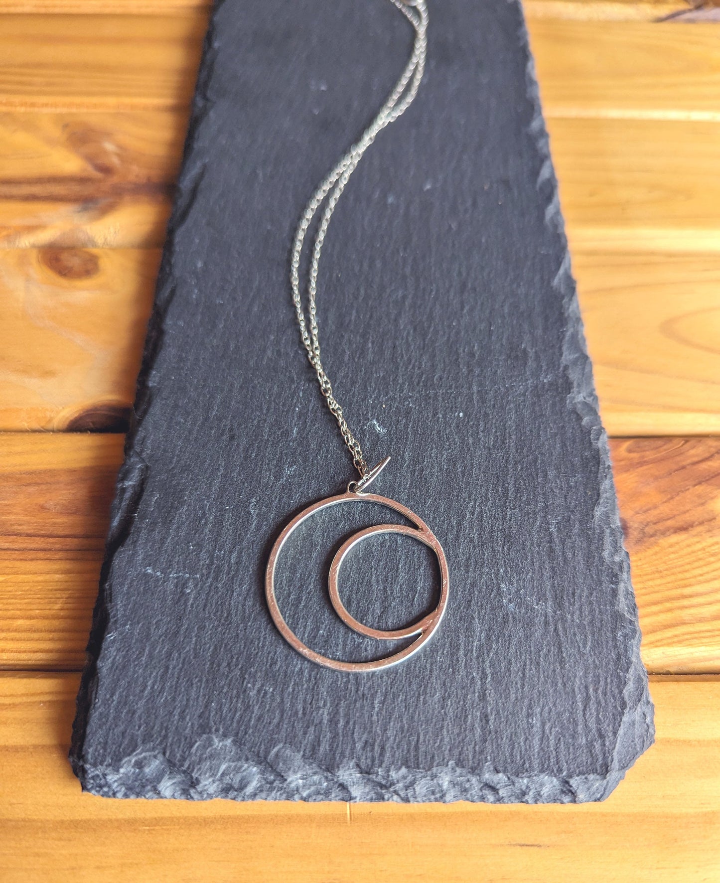 Crescent & full moon necklace